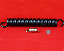 Extension springs with wire ranging from 0.006" to 0.750" diameter.